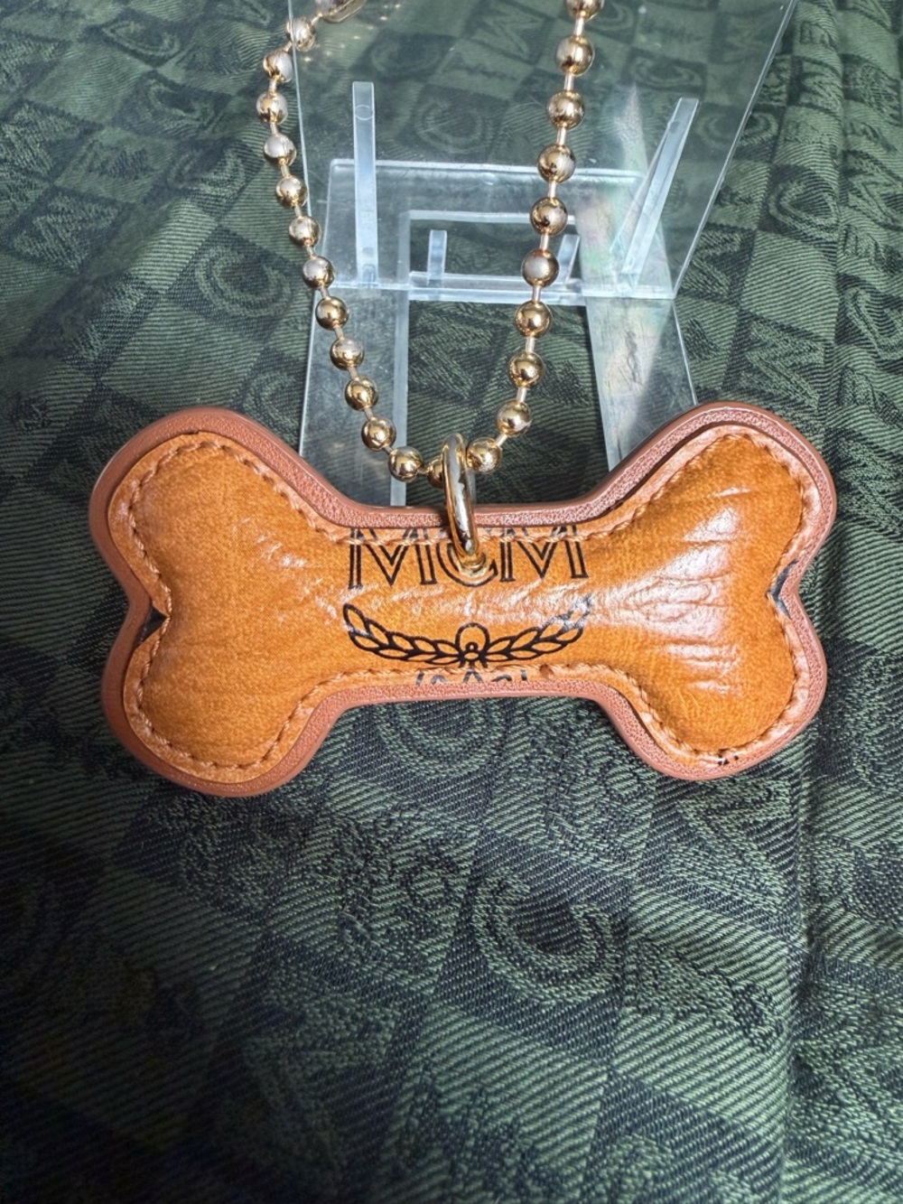 MCM Tan Leather Bone bag charm